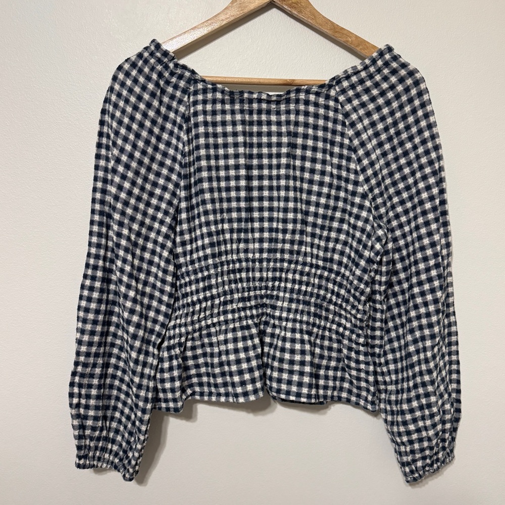 Madewell Sophia Top Size Small in Textured Windowpane Gingham Blouse - Picture 5 of 8